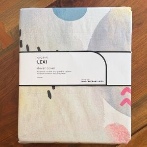 Pottery Barn Kids Lexi Duvet Cover in Pastel Blue, Pink, Cream & Gray *organic*